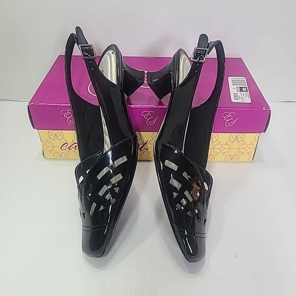 Easy Street Black Patent Slingback Pumps – Kitten/Block Heel – Women’s Sz 7 - Picture 5 of 10